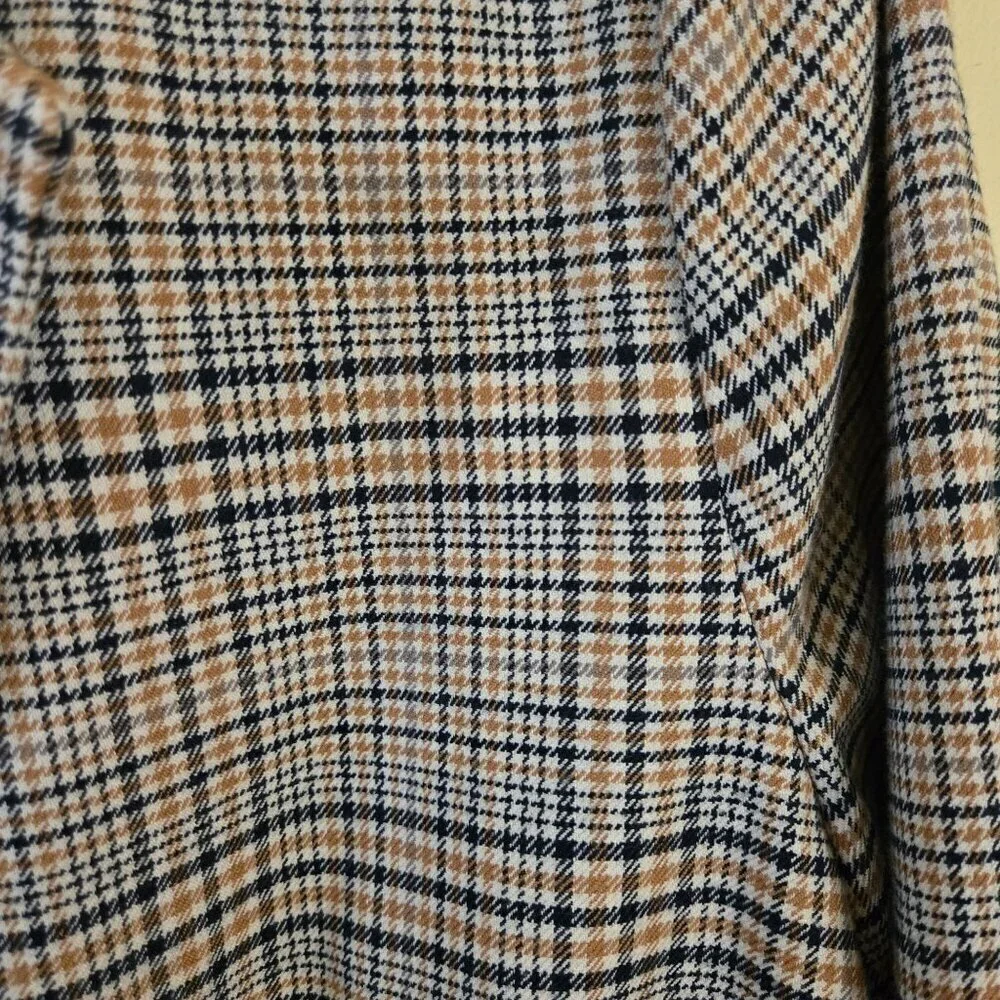 J. Jill Mendocino Plaid Blazer Tigers Eye One Button Closure Lightweight Size M
